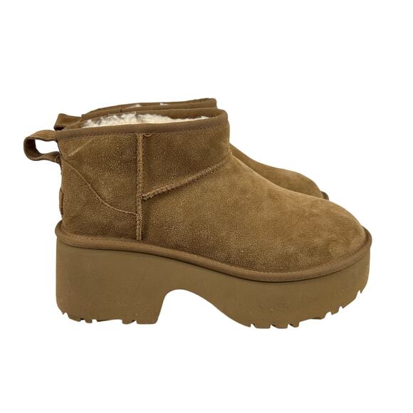 UGG Classic Ultra Mini New Heights Boots Chestnut Womens Size 10 Platform - Picture 1 of 10
